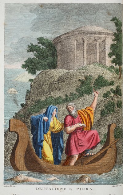 Pyrrha and Deucalion, Illustration from Ovid